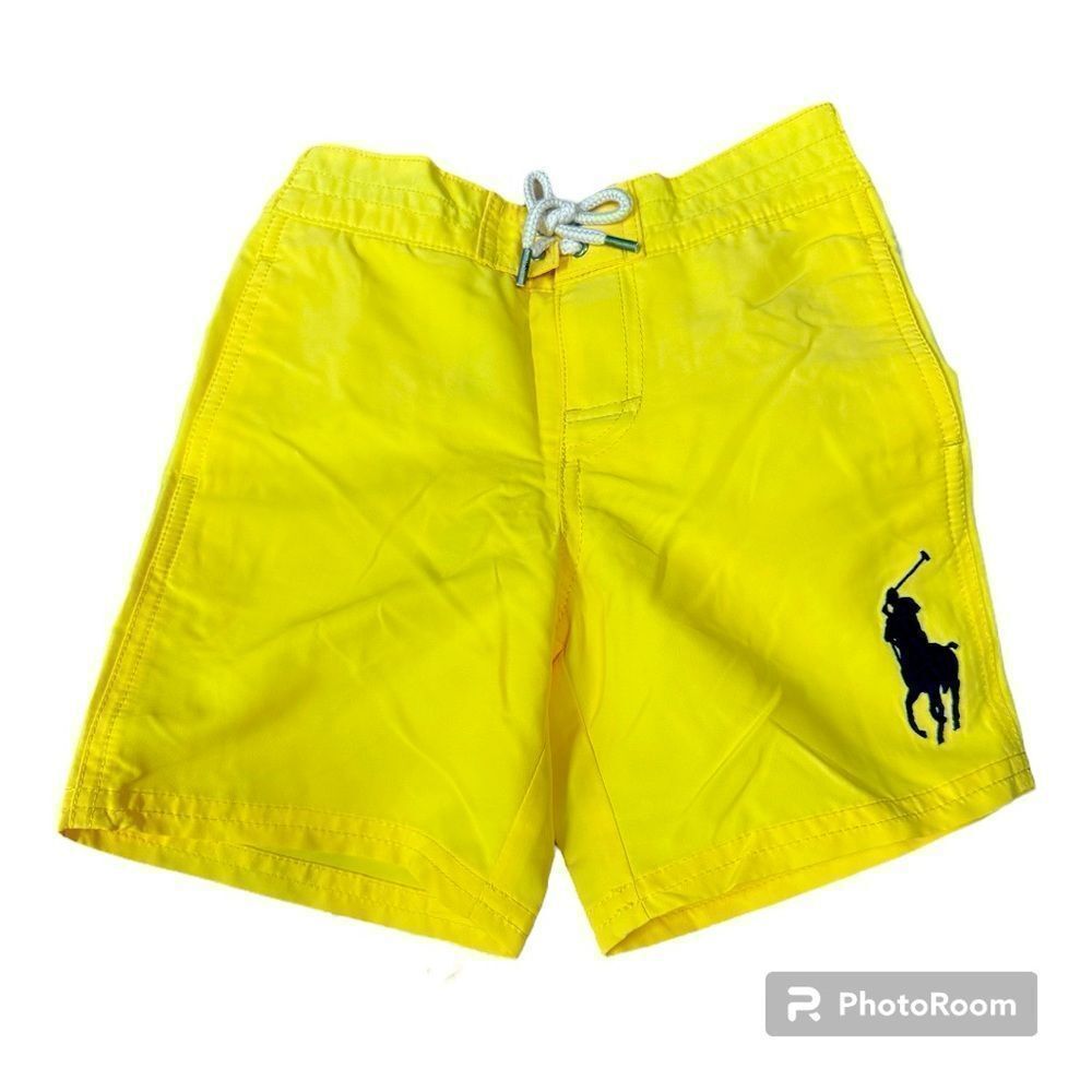 Polo Children’s swim trunks bright yellow mesh lined drawstring swimming trunks